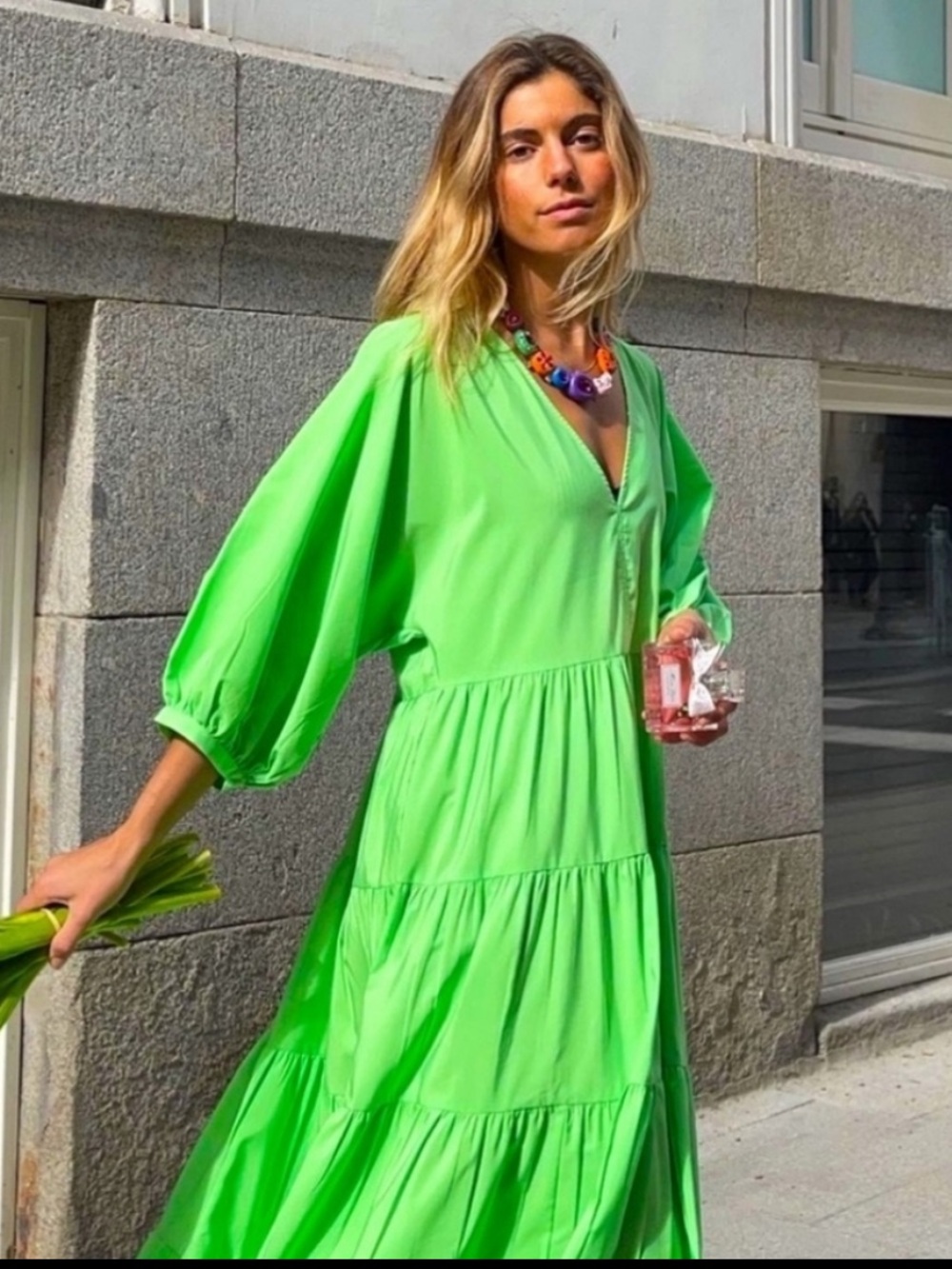 Zara Neon Green Maxi Dress